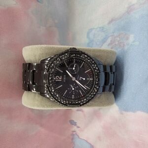 Guess Black Chronograph Watch with Metal Bracelet